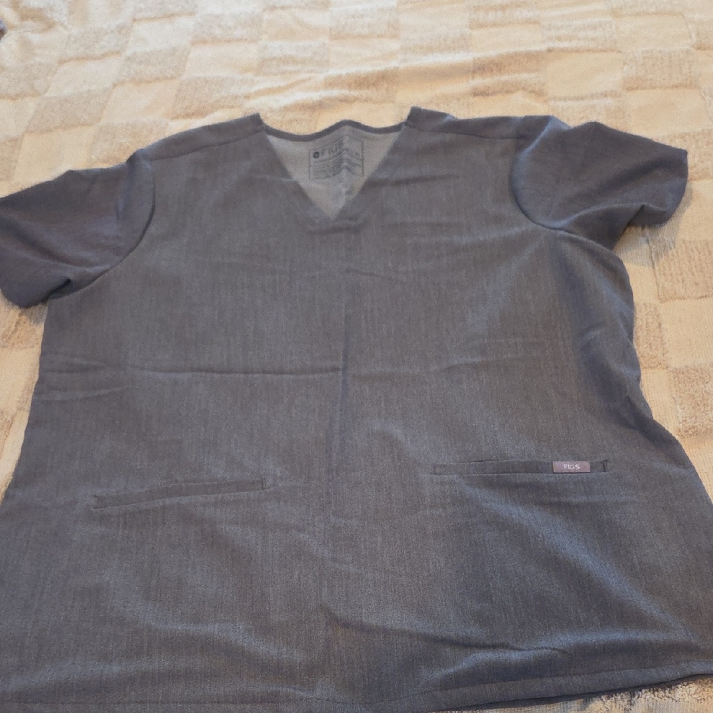Figs Charcoal V-Neck Women Short Sleeve